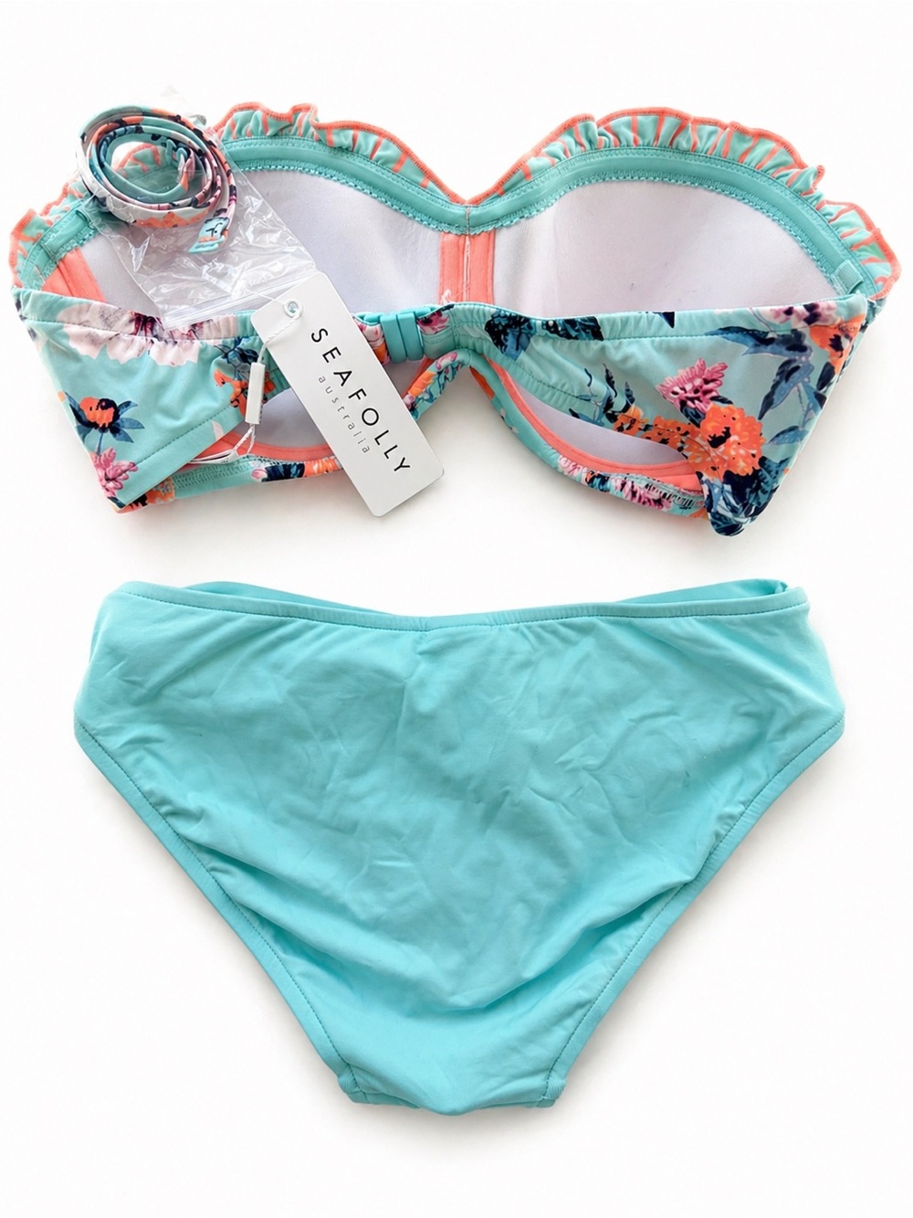 *NWT* Seafolly Twist-Front Bikini Bottom in Aqua Blue - Picture 2 of 3